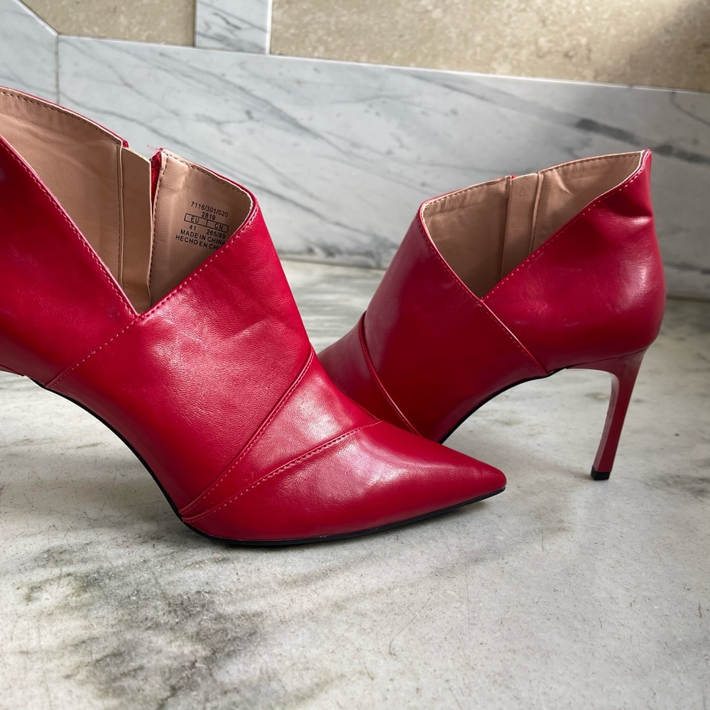 Zara Red Ankle Booties Size 10